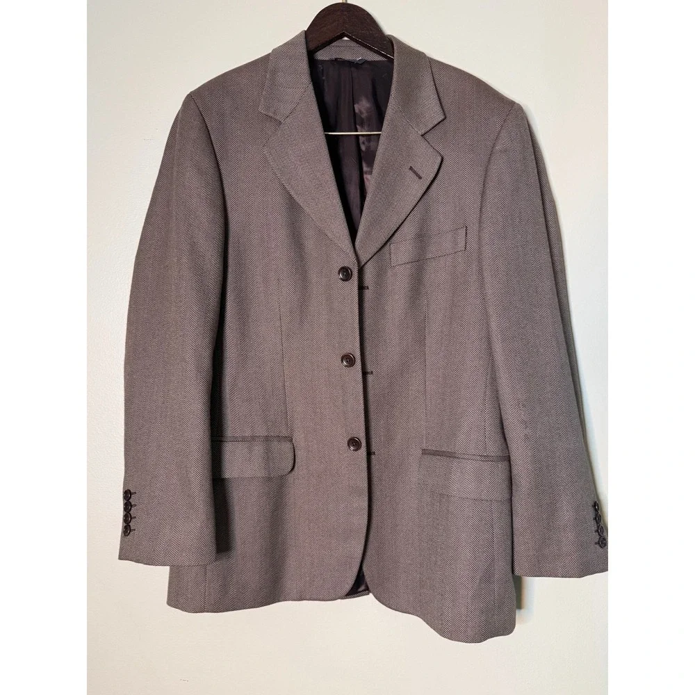 Banana Republic 38S Brown Herringbone Cotton Wool Blazer Sport Coat Notch‎ Lapel